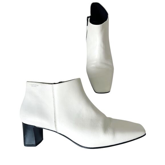 VAGABOND Ebba Leather Square Toe Ankle Boots In White Size 39/9 - Picture 3 of 15